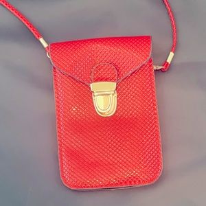 Red Faux Croc body-cross Bag